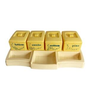 Vintage Yellow Clarolyte Plastic Baby Nursery Dresser Vanity Set No Handle